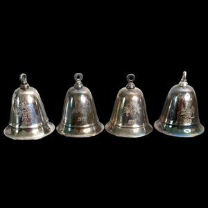 Lot of Kirk Stieff Musical Annual Silver Plate Bells 1978, 1979, 1983, 1984 VTG